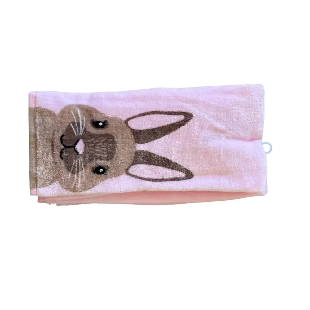 ISAAC MIZRAHI Pink Bunny Rabbit Cotton Kitchen Towels 19x28 Set of 3 Spring New